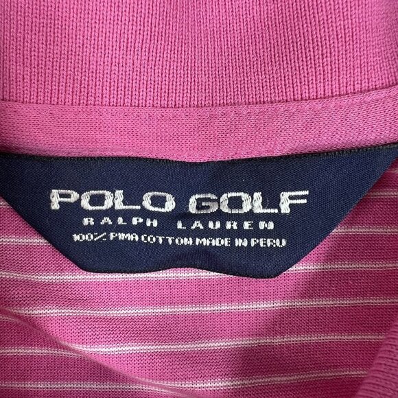 Polo Golf Ralph Lauren Mens XL Pink Striped Pima Cotton Fox Embroidery Preppy - Picture 11 of 14